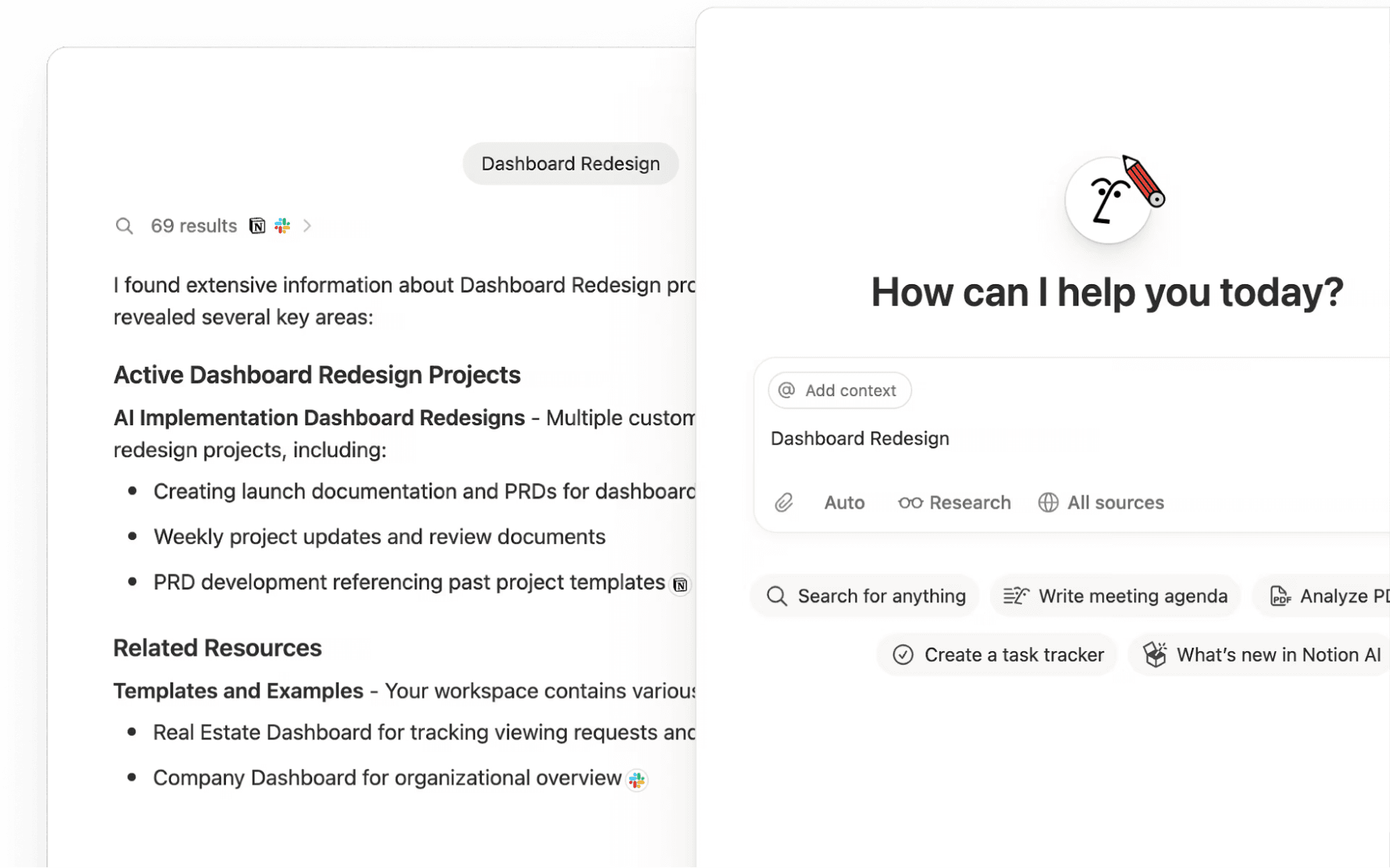 Notion's Enterprise Search function shows how AI integrates into your workspace