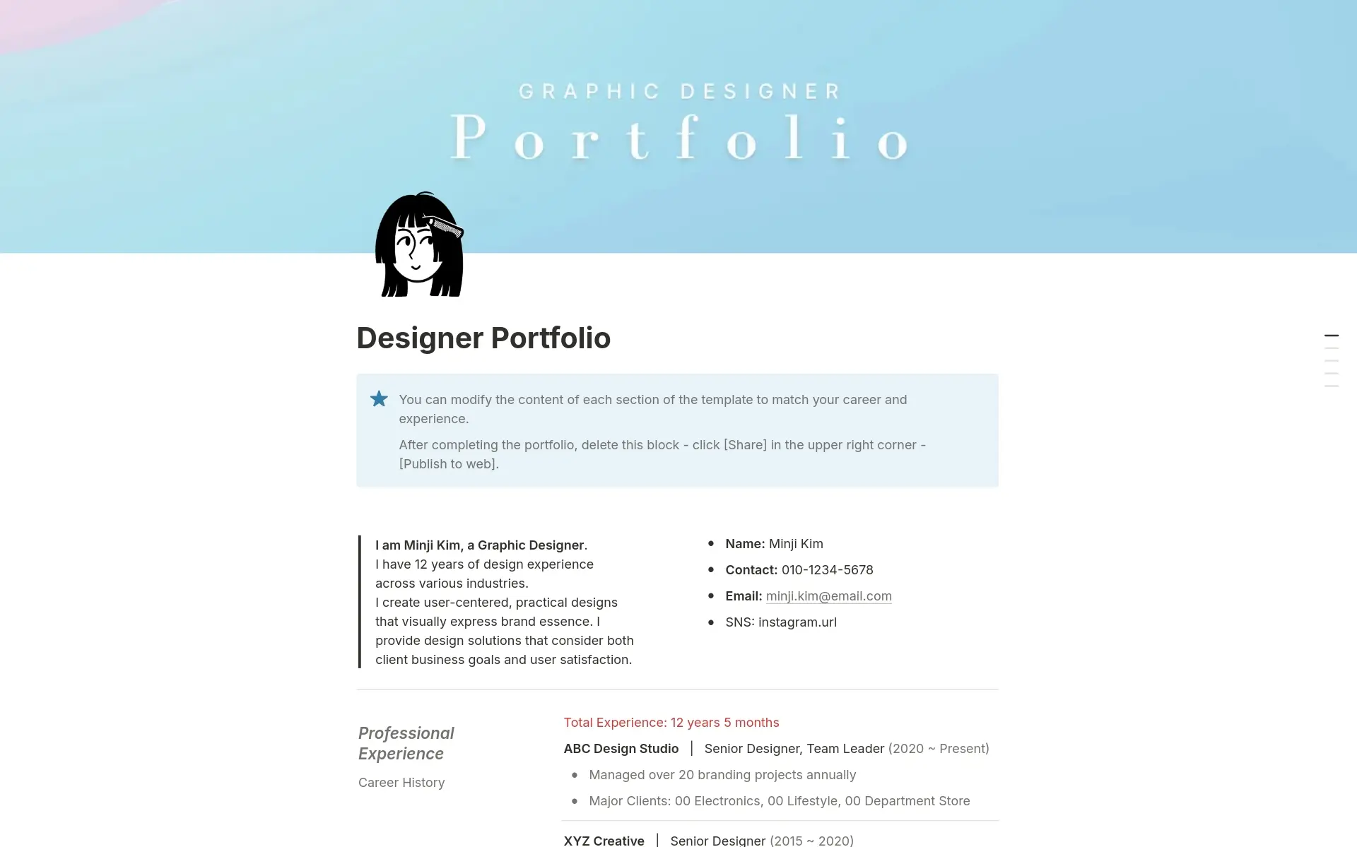 Screenshot of Your work on display collection by Notion