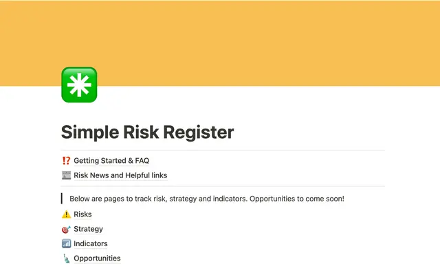 Simple Risk Register
